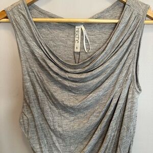 Kische Blouse Womens Top Ruched Front Sleeveless Asymmetrical High Low Hemline S